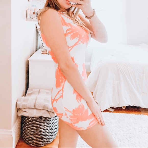 NWOT Misguided neon palm tree dress - Picture 5 of 5